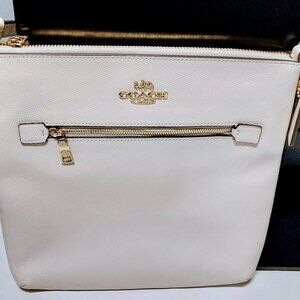 NWT Coach C1556 Crossgrain Leather Rowan File Bag Crossbody Handbag Chalk